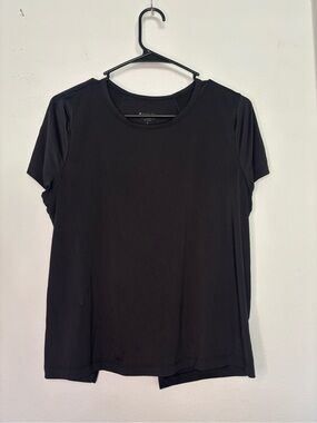 ATHLETA BLACK OPEN FLOWY BACK SHORT SLEEVE WOMENS TOP SZ SMALL